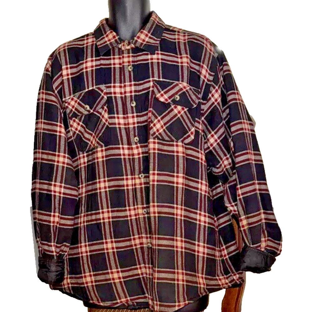 Wrangler XL Premium Quality Flannel Button Up Work Lined Jacket Long Sleeve